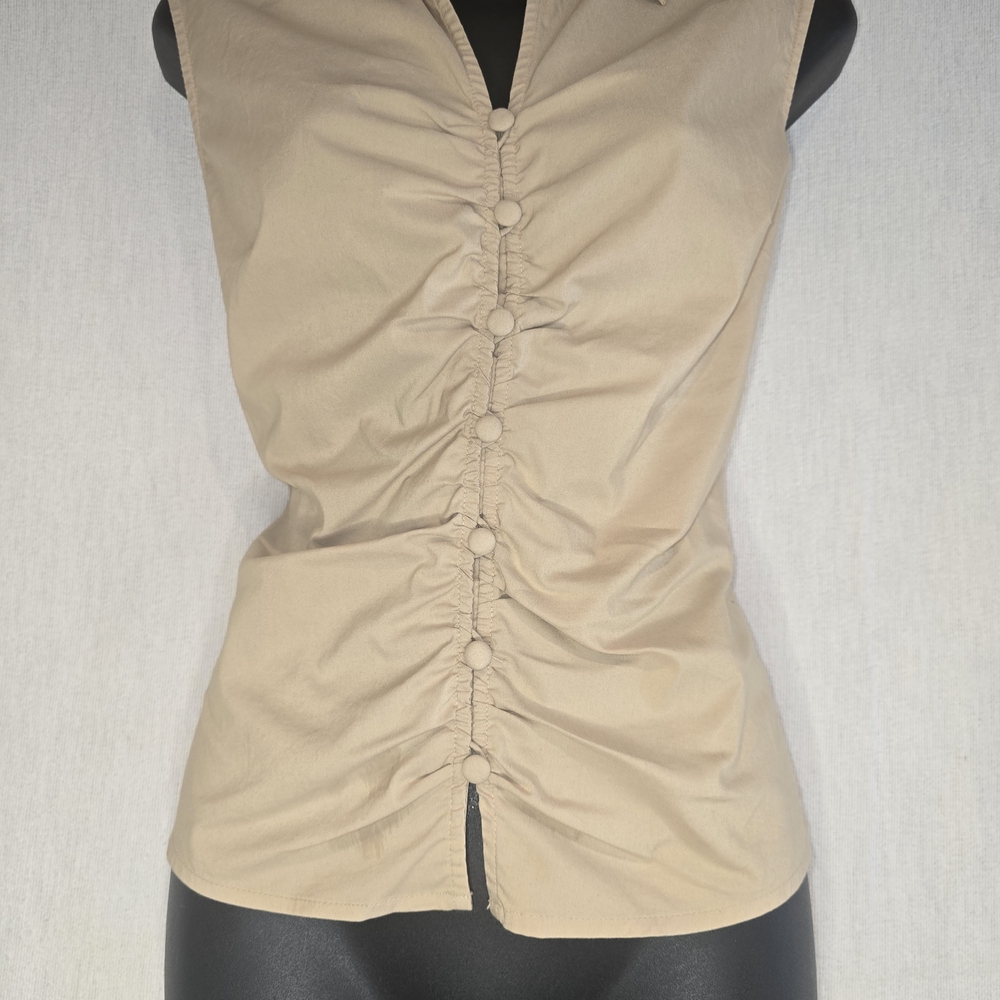 Apostrophe Tan Button-Front Blouse - image 7